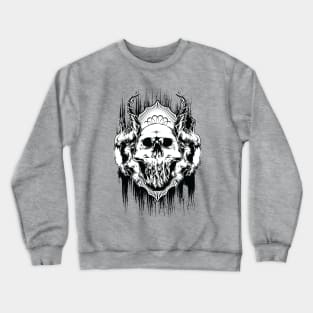 Horned Skull with Crown Halloween Graphic Crewneck Sweatshirt